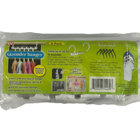 Wonder Hanger 8 Pack Closet Space Saving Organizing As Seen on TV New - Picture 1 of 7